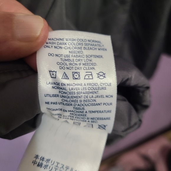 Lands End Quilted Full Zip Puffer Jacket Aspen Management Logo Gray Women 2X - Picture 7 of 8